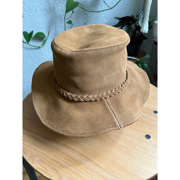 Minnetonka Brown Leather Fold Up Hat - Picture 4 of 7